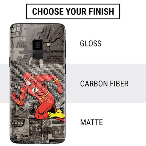 DC Comics The Flash Vintage Action pose pattern Galaxy S9 Skin